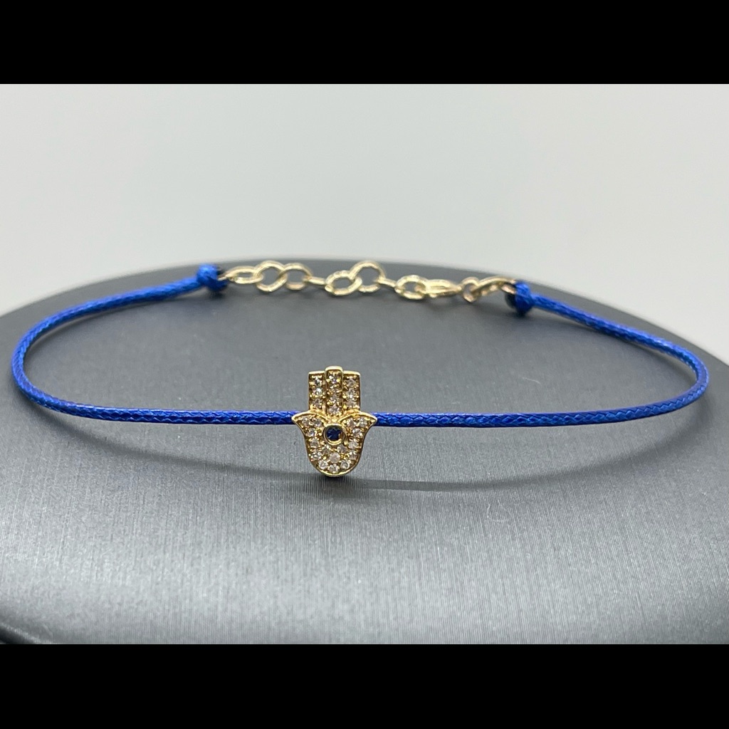 14kt Gold Sapphire Hamsa Bracelet